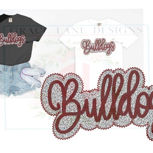 Faux applique Chenille Patch Faux Embroidery Png Hand Drawn Maroon Gray Bulldogs Digital Download Tailgate Football Game Cheerleader