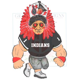 RED BLACK Indians Warriors Trucker Hat png Hand Drawn Procreate Digital Download Tailgate Football Game Cheerleader