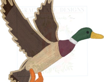 PNG Hand Drawn Faux Embroidery Digital Download Mallard Duck Hunter Faux Embroidered