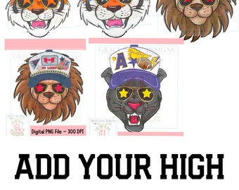 HIGH SCHOOL MASCOT Trucker Hat Custom Orders -  png Hand Drawn Digital Download Tailgate Football Game Cheerleader Your Team Colors