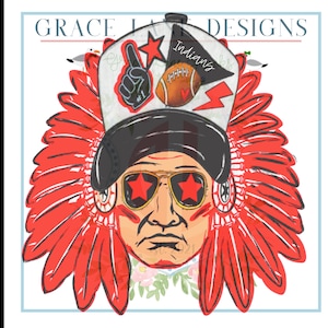 RED BLACK Indians  Raiders Warriors Trucker Hat png Hand Drawn Procreate Digital Download Tailgate Football Game Cheerleader