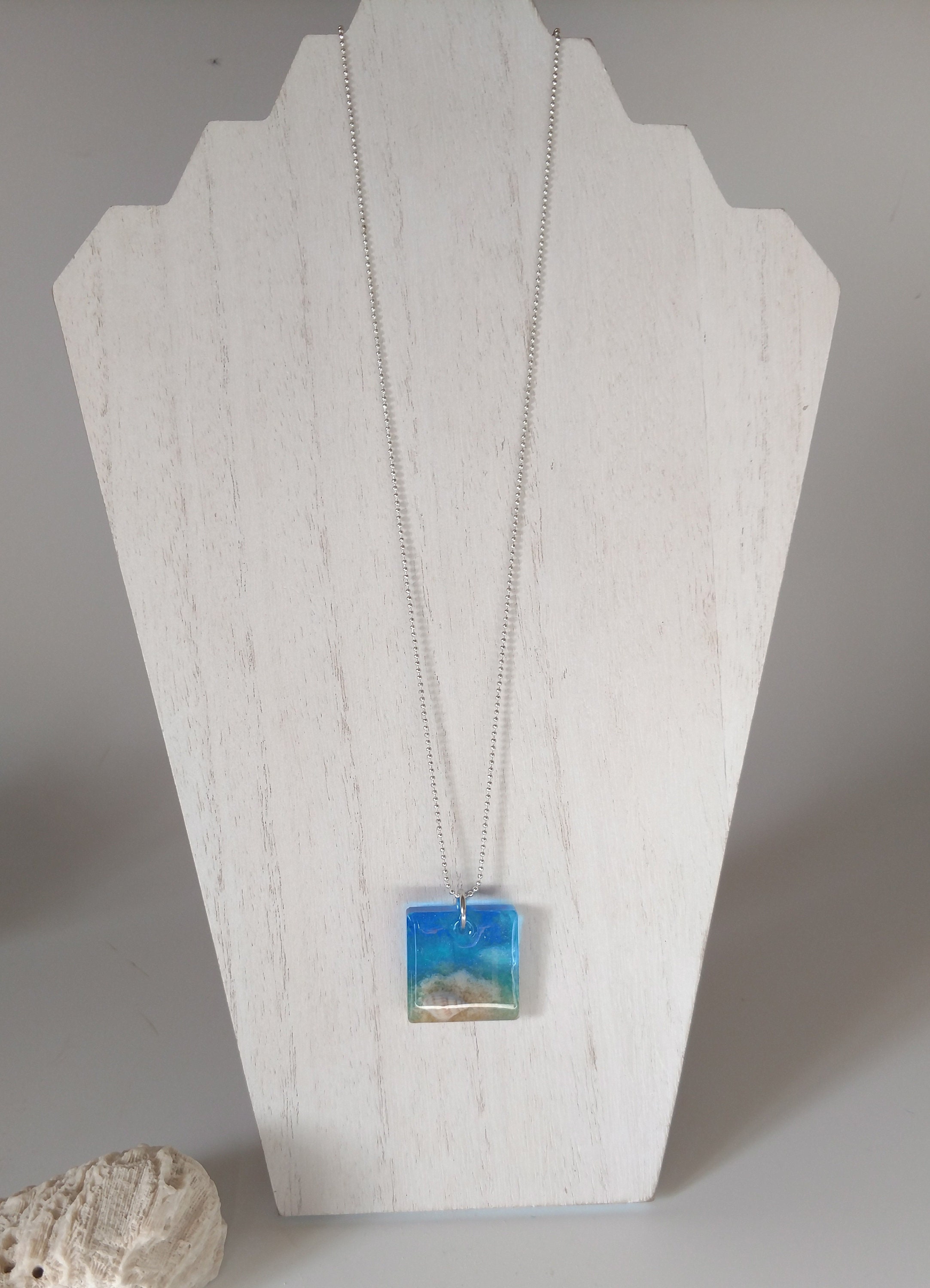 Blue ocean necklace Seashell necklace aquarium necklace | Etsy