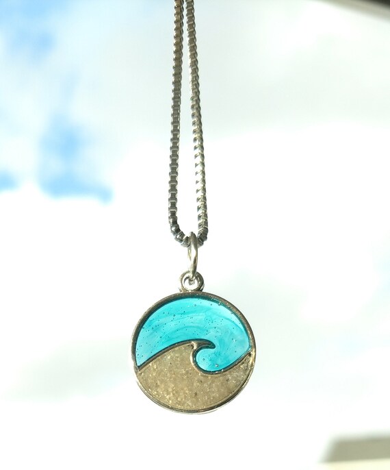 Ocean wave necklace Yin yang beach sand necklace surf | Etsy