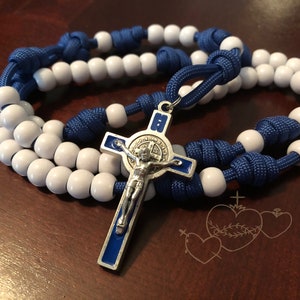 Blue and White Paracord Rosary