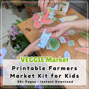 Printable Veggie Stand | Kids Farmers Market Pretend Play Kit (PDF)