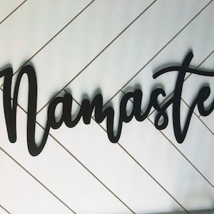 Metal Namaste Yoga Steel Metal Word Quote Wall Sign | Meditation Gift | Yoga Yogi Sign | Namaste Metal Art Sign | Yoga Studio Wall Decor
