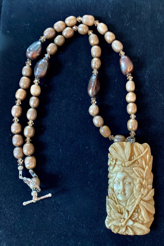 Fairy Dragonfly Carved Necklace