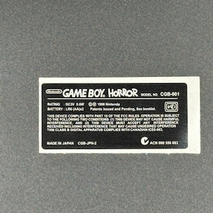 Game Boy Horror Sticker Replacement