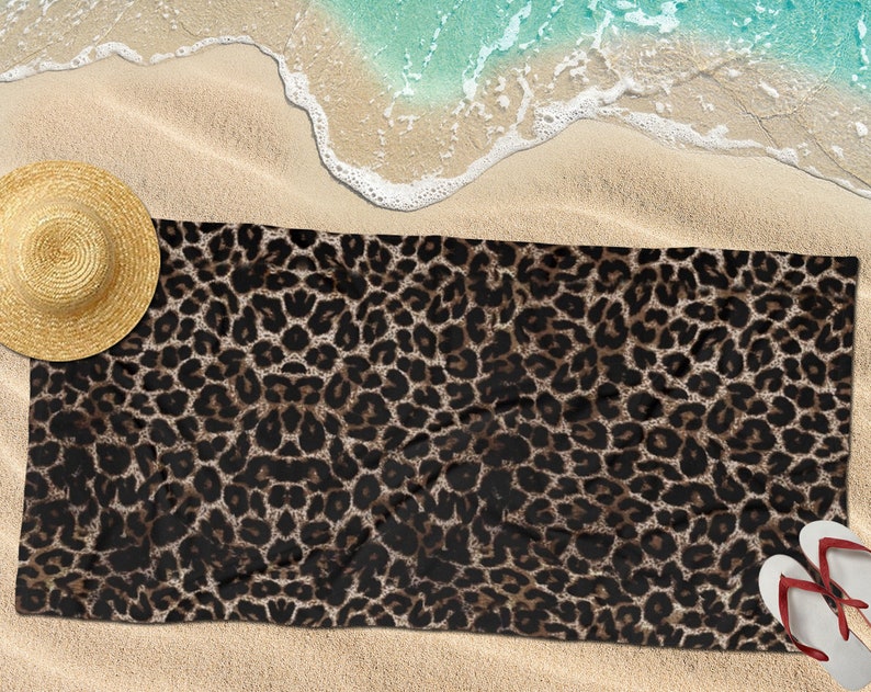 Beach Towel Leopard 1 Animal Prints Spots Big Jungle Cat Lover Wild Retro Summer Cruise Pool Party Gift image 1