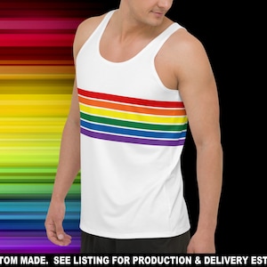 Mens Tank Top - Gay Pride #3 - Pride Month Pride Parade Rainbow Stripes Outfit LGBTQ Hot Summer Fashion Gift
