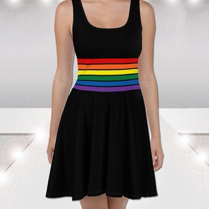 Gay Pride #4 - Skater Dress - Bodice & Flared Skater Skirt - Pride Month Parade Rainbow Stripes LGBTQ Fun Hot  Cocktail Party Gift