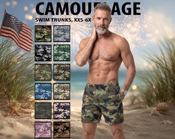 Mens Camo Swim Trunks - Camouflage Army Print Swim Shorts #1