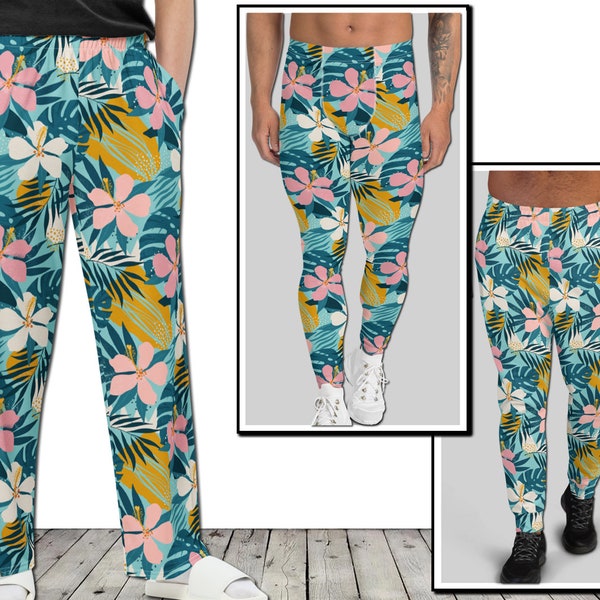 Hibiscus Hawaiian Flower Print Men's Leggings