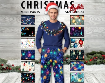 Pantalon homme lumières de Noël n°3 - Pantalon large - Père Noël, décoration d'arbre, vêtements de détente, pantalons de vacances confortables, cadeau mode