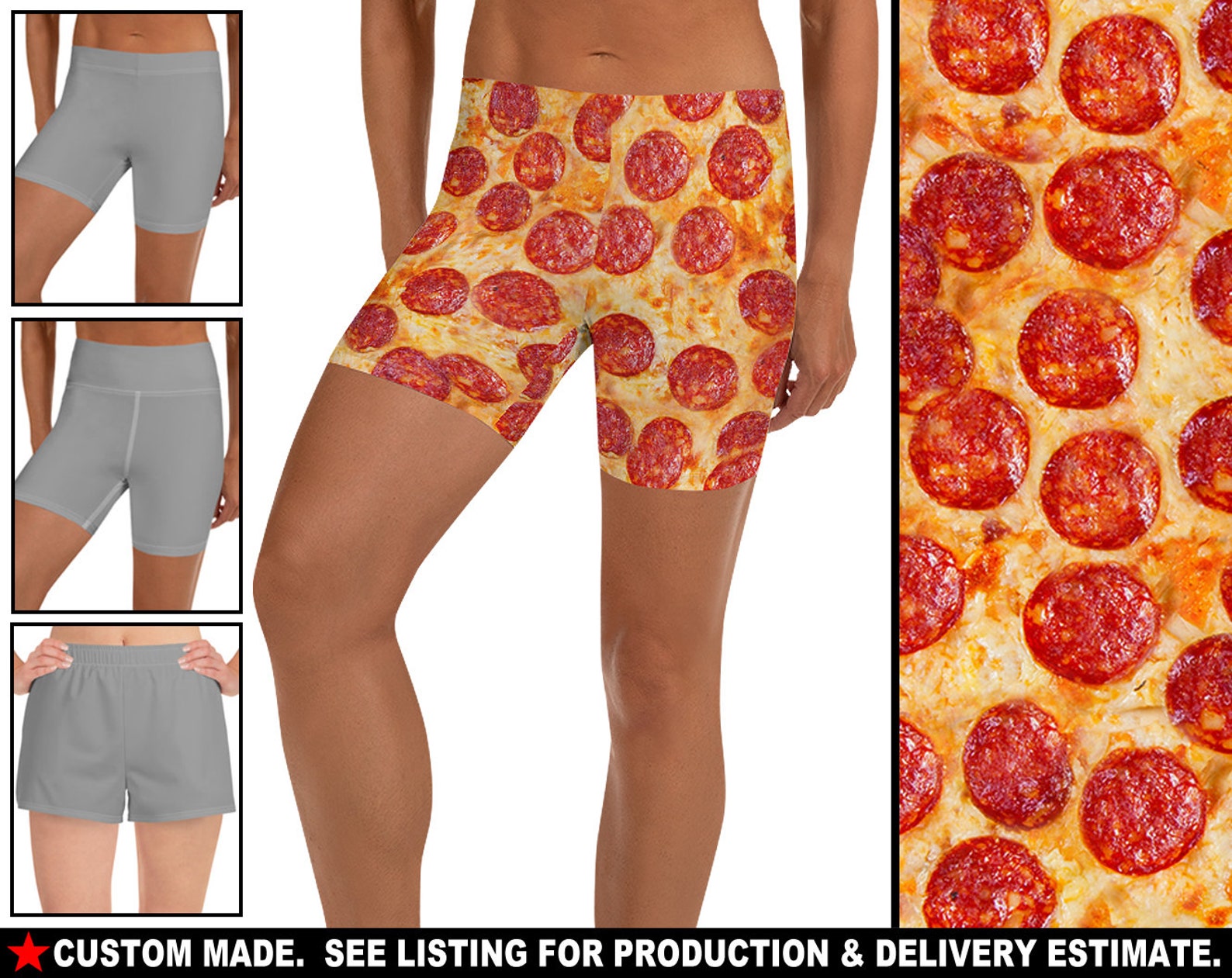 PIZZA 1a Athletic Yoga & Regular Shorts Pepperoni Etsy