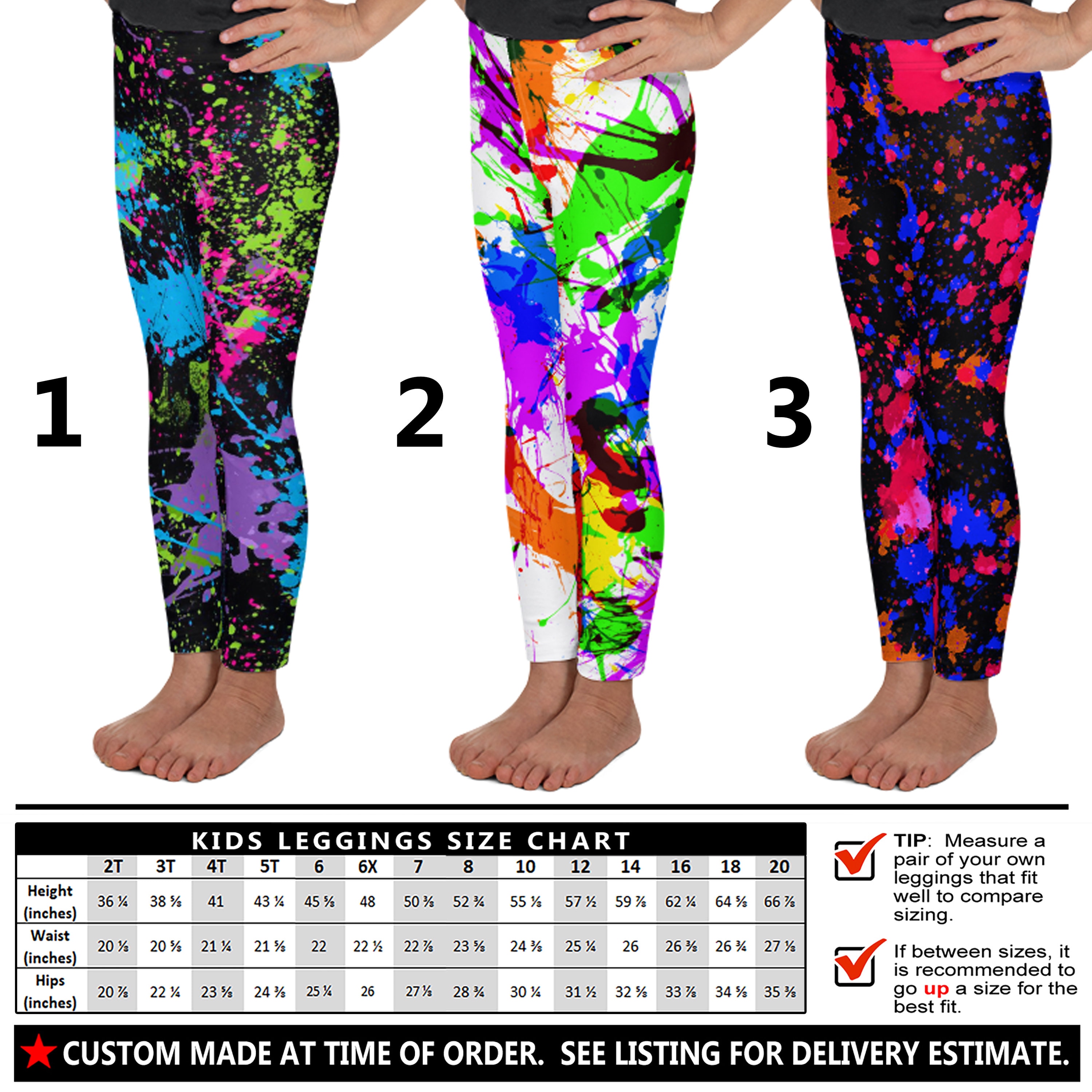 Kids Retro Neon Paint Leggings 1 Boys Girls Baby Toddler Teen Neon Paint Splatter 80s 90s Abstract Art Fashion Glow Party Gift Etsy Canada
