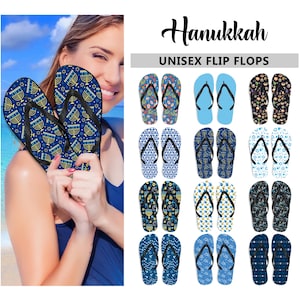 Hanukkah Flip Flops: Star of David, Menorah, Jewish Holiday Footwear