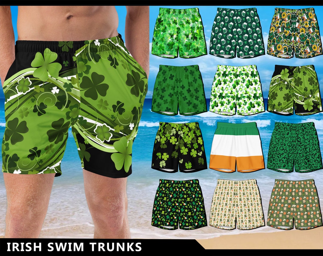 Mens Irish Swim Trunks 1 Irish Flag Shamrocks St. Etsy