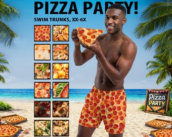 Pizza Swim Trunks - Men's Italian Pepperoni Beach Shorts #1