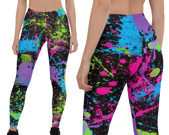 Leggings Retro 1 Yoga Capri Plus Size Womens Athletic Fashion Neon