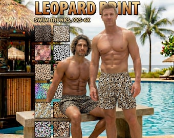 Men’s Leopard Print Swim Trunks – Big Cat Animal Board Shorts #1