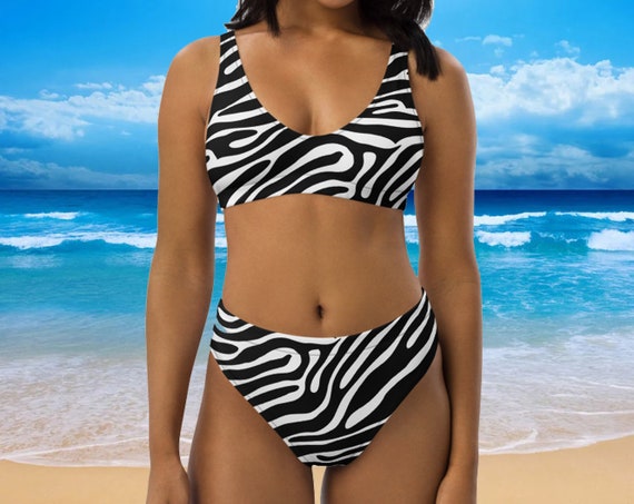 Zebra print high waisted deals bikini