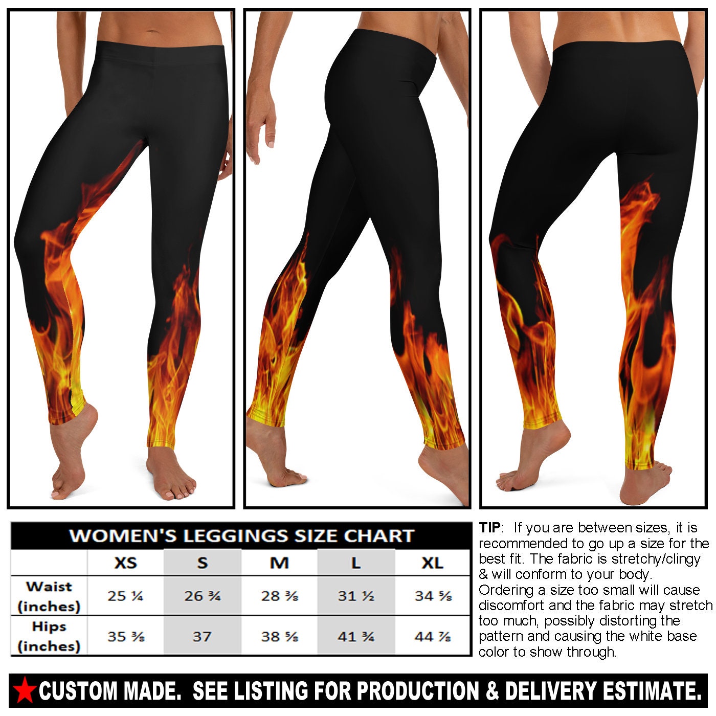FIRE 1a Girl on Fire Sexy Leggings Yoga Capri Plus | Etsy