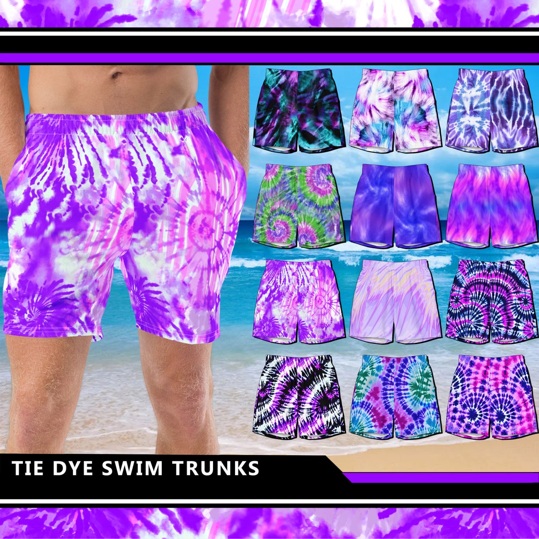 Men's Purple Tie Dye Swim Trunks 1 Retro Hippie Etsy