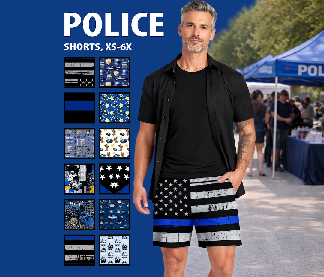 Police Using Shorts Thin Blue Line Men's Shorts - Police Support Athletic Short Pants #1 - Etsy