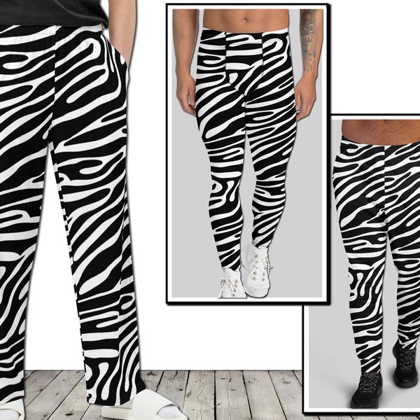 Mens Pants - Zebra #1 - Athletic Leggings Joggers Stripes Animal print Jungle Wild Retro 80s 90s Gift