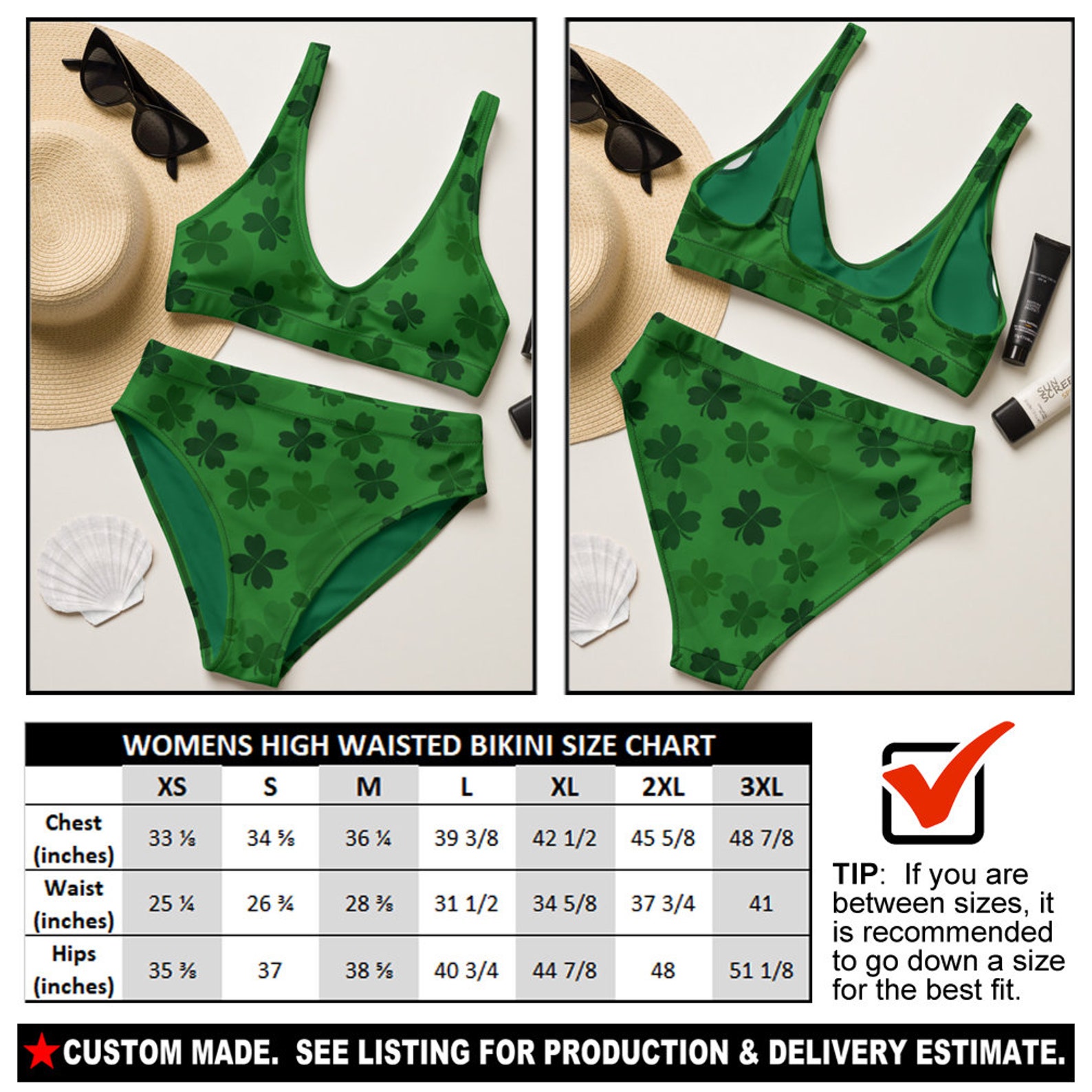 IRISH 4 Bikini a vita alta Costume da bagno Shamrocks St. Etsy