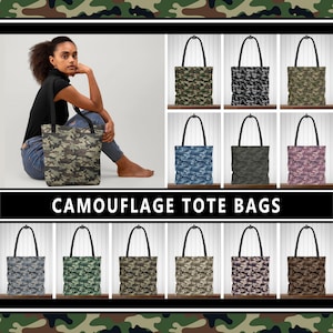 Camo Tote Bags #1 - Camouflage Army Green Desert Brown Fashion Shoulder Bag Gift