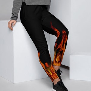 Flame Dice Drawstring Fleece Thermal Lined Warm Jogger Sweatpants