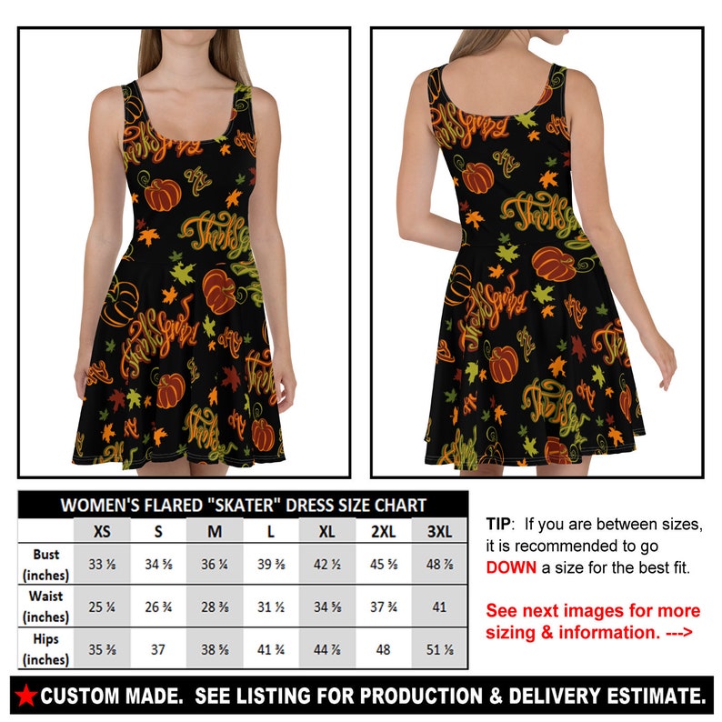 - See Estimated Delivery Flared Skater or Straight Pencil Dress THANKSGIVING 4a - Happy Turkey Day Autumn Fall Pumpkin Party gift