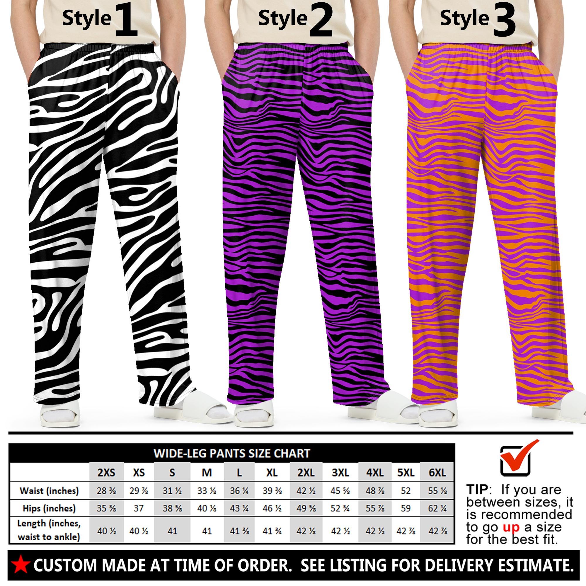 Men's Zebra Stripes Pants #1 - Wide Leg Pants - Animal Print Pants