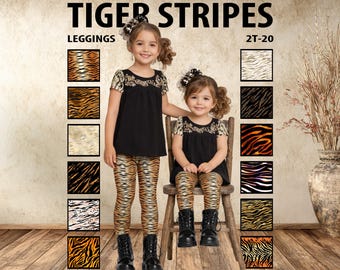 Kids Tiger Stripe Leggings #1 – Animal Print, Jungle Cat Lover