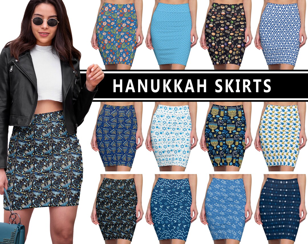 Hanukkah Skirt 1 Star of David Dreidel Hebrew Jewish Holiday Menorah