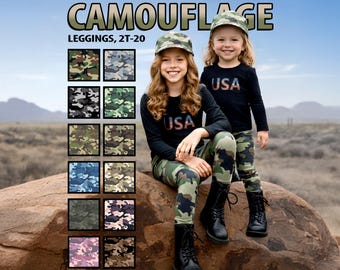 Camo Leggings for Kids #1 - Patriotic Camouflage Military Tactical Outfit