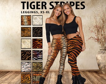 Women's Tiger Stripe Leggings #1 - Big Cat Animal Print Pants