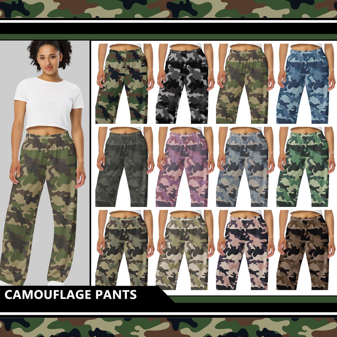 Women's Camouflage Pants 1 Wide Leg Camo Army Green Desert Brown