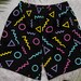 Mens Athletic Shorts - Retro #7 - Memphis Neon Paint Geometric Triangles Lines Bold 80s 90s Abstract Art Hot Summer Fashion Gift
