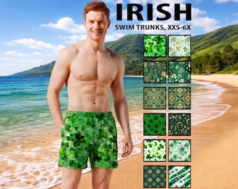 St Patricks Day Mens Swim Trunks - Shamrock Irish Board Shorts #1
