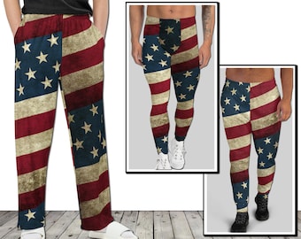 Mens Pants - USA #1 - Athletic Leggings Joggers Fashion Vintage America American Flag Patriotic 4th of July Memorial Day Gift