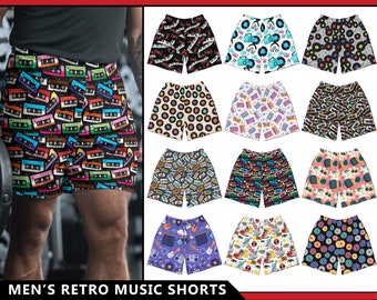 Men's Retro Music Athletic Shorts #1 - Cassette Tapes Mix Tape Vinyl Record Albums Pop Disco 70s 80s 90s Rock Colorful Fashion Gift