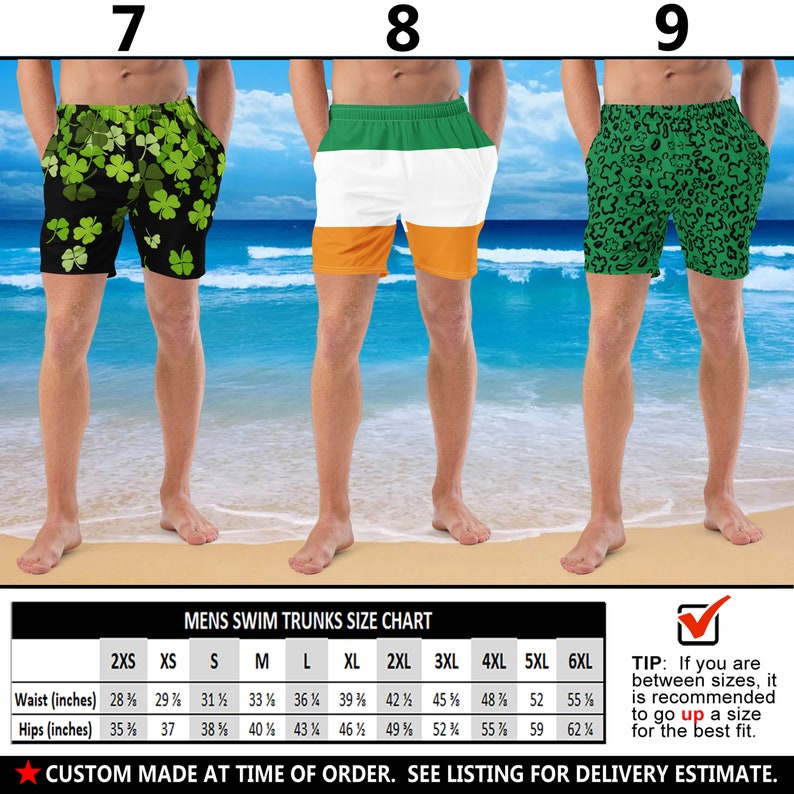 Men's Irish Swim Trunks 1 Irish Flag Shamrocks St. Patrick's Day Green