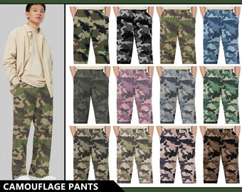 Men's Camo Pants 1 Wide Leg Men Camouflage Army Green Desert Brown  Streetwear Fashion Pant Pants Outfit 