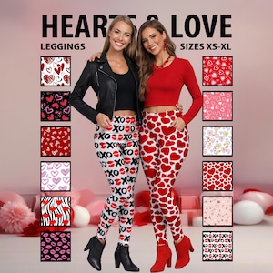 Women's Valentine’s Day Leggings #1 - with Hearts & Love Pattern