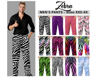 Men's Zebra Stripes Pants #1 - Wide Leg Pants - Animal Print Pants, Flashy Fashion Pants, Comfy Stylish Pants, Loungewear, Fashion Gift