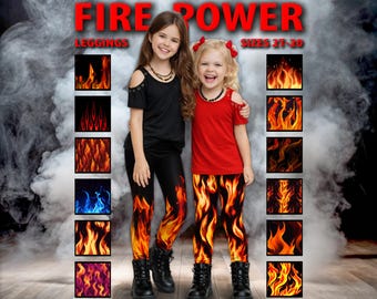 Kids Fire Flame Leggings #1 – Girl on Fire Pants, Fiery Dance Costume