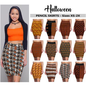 Halloween Pencil Skirt #1 - Costume Party Skirt, Pumpkins Skirt, Scary Fun Fashion Skirt, Gothic Pencil Skirt, Fall Skirt, Gift